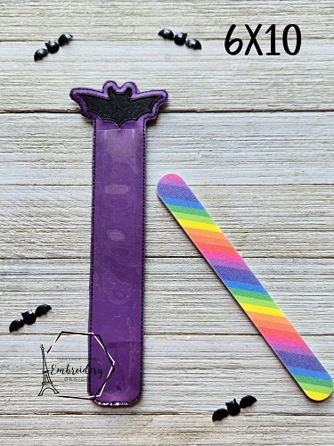 Bat Nail File Holder Embroidery Design - 6x10